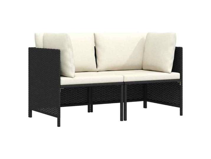 CHIC Canapé de Jardin à 2 places avec Coussins Noir 60x60x60 cm et configuration d'angle pour Salon de Terrasse 467370