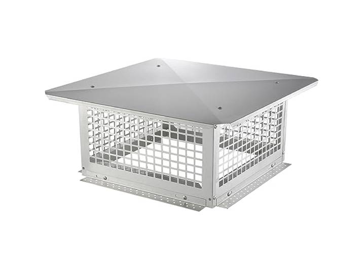 VEVOR Chapeau de Cheminée 432x432 mm Chapeau de Conduit Cheminée Base Carrée Acier Inoxydable 304 Couvercle Bouchon Protection Anti-Oiseaux Pare-Vent avec Accessoires pour Différents Types Cheminées