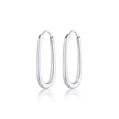 Paar Creolen ELLI PREMIUM "Ohrringe Creolen Oval Elegant Zeitlos 925 Silber" Gr. 30, silber, Ohrringe, Damen, 30, ohne Stein, Silber 925 (Sterlingsilber)