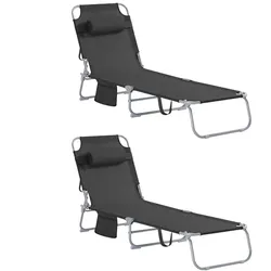 SoBuy Sonnenliegen 2er-Set Schwarz 167x56x81cm Modern