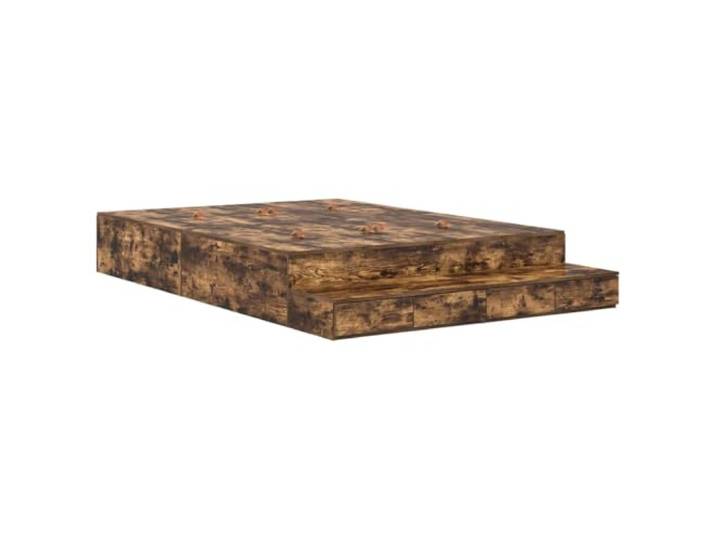 PUGYNBK Lagerbett Eiche rauchfarben 135 cm Massives Kiefernholz, seitliche Schublade, ohne Lattenrost, einfache Reinigung, für Schlafzimmer