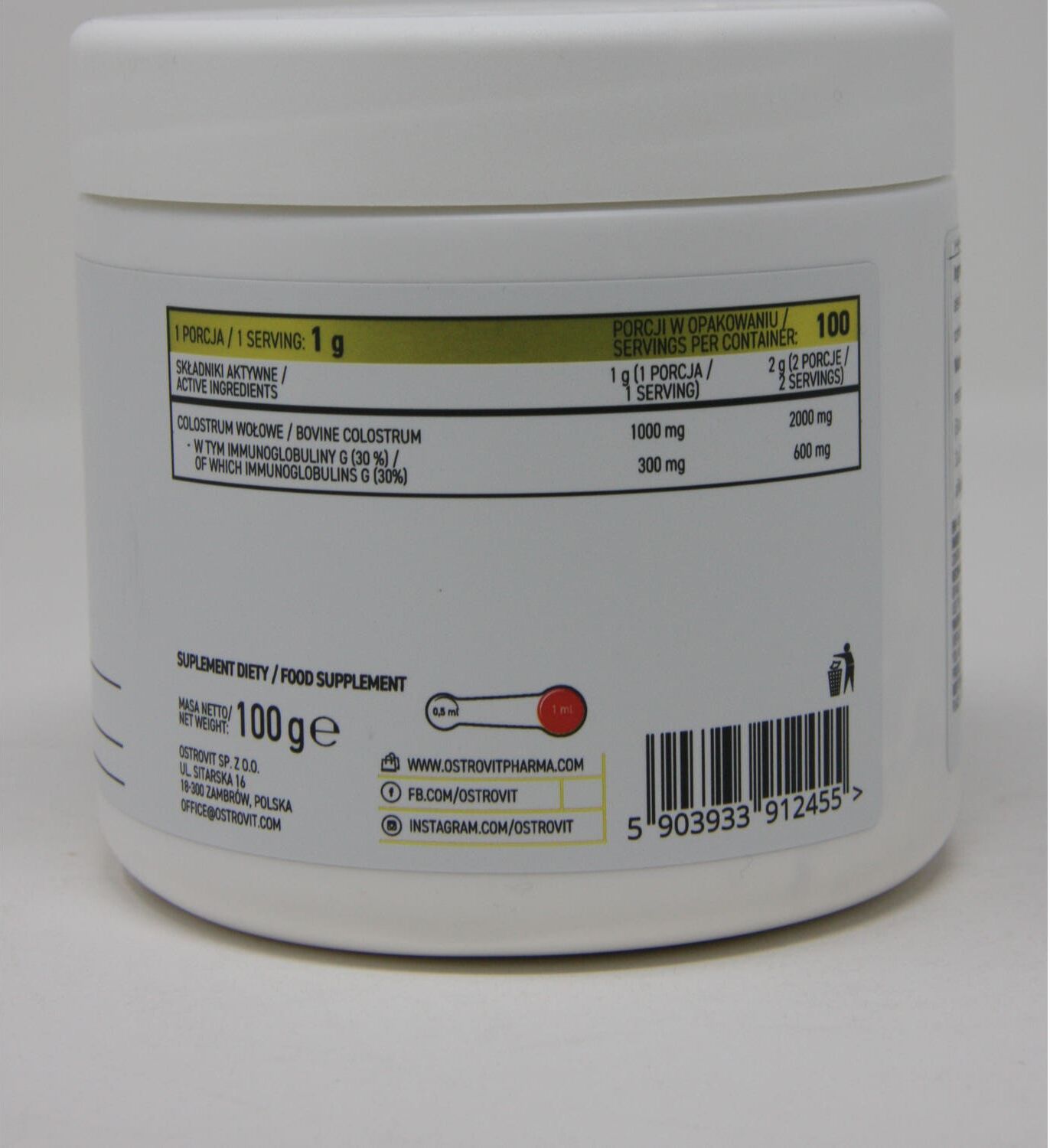 OstroVit Pharma Beef Colostrum Creamy Strawberry 100 g
