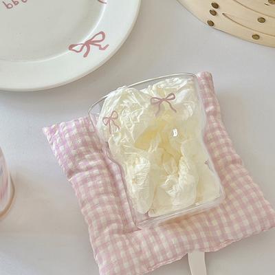 Discount Dollar Deals Style Bow Milk Glass Cup, Breakfast Juice Latte Coffee Cup, Couple Lover Girls Bow Pattern Glasses, Drink Cup Outdoor pink