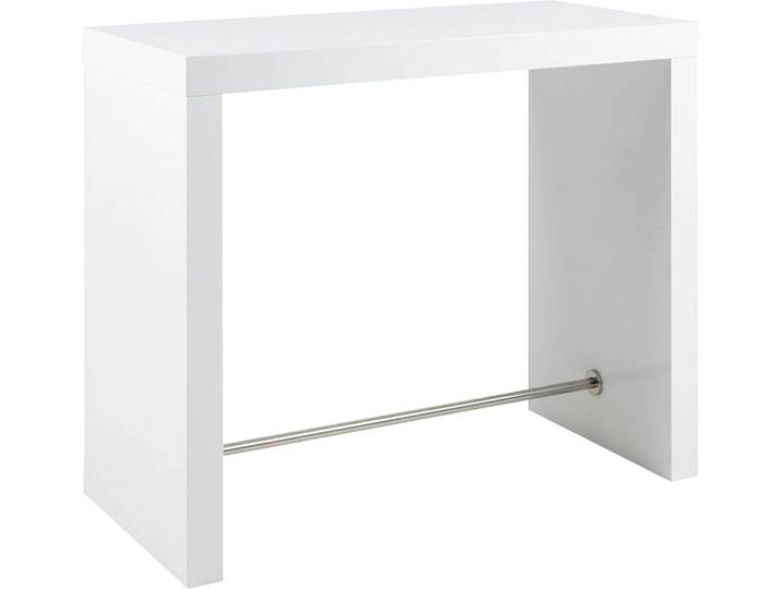 Bartisch SALESFEVER Hochtisch im eleganten Stil , weiss (weiß, chrom, chrom, weiß), B:130cm H:105cm T:60cm, Tische, Bartisch, Edle Querstrebe in Chromoptik aus rostfreiem Stahl