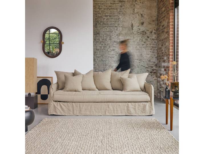 Sofa aus natürlichem Leinen, 5-Sitzer Ariane - Natur - Fabric