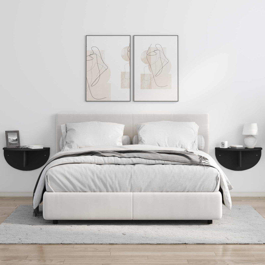 17 Stories Floating Shelf Black 24cm H x 48cm W x 24cm D