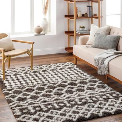 Livabliss Newton Geometric Moroccan Trellis Shag Area Rug