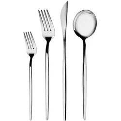 Karaca Bella Edelstahl V2 24-teiliges Besteckset für 6 Personen – Silber