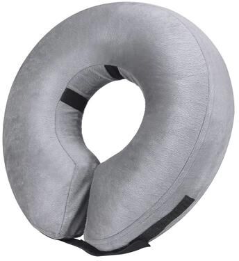 Inspired Finds Inflatable Soft Pet Recovery Collar Adjustable Protective Dog And Cat Cone For Post Surgery Comfort grey small