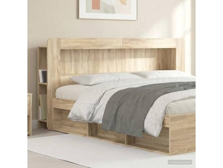 RJPLMFV Kopfteil für Bett, Eiche Sonoma, Holz Modern, Aufbewahrungsregale, Wandbefestigung inklusive, einfache Reinigung