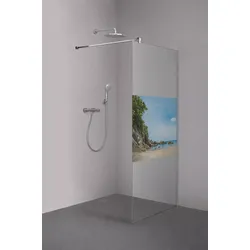 Sprinz Walk-In-Duschkabine Freistehende Scheibe mit Digitaldruck teilflächig im Schambereich „Inloop Color“ B: 1200 mm H: 2100 mm
