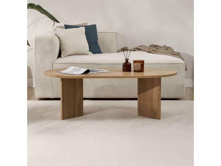 Table basse ovale 120x60x40 cm couleur chêne - teona