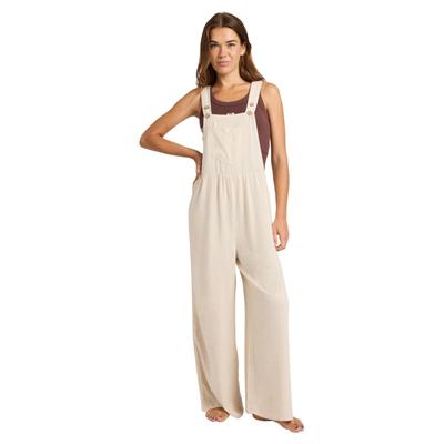 Jumpsuit ROXY "Easy Isle", Damen, Gr. L, beige (natural), Obermaterial: 85% Viskose, 15% Leinen., Overalls Jumpsuit