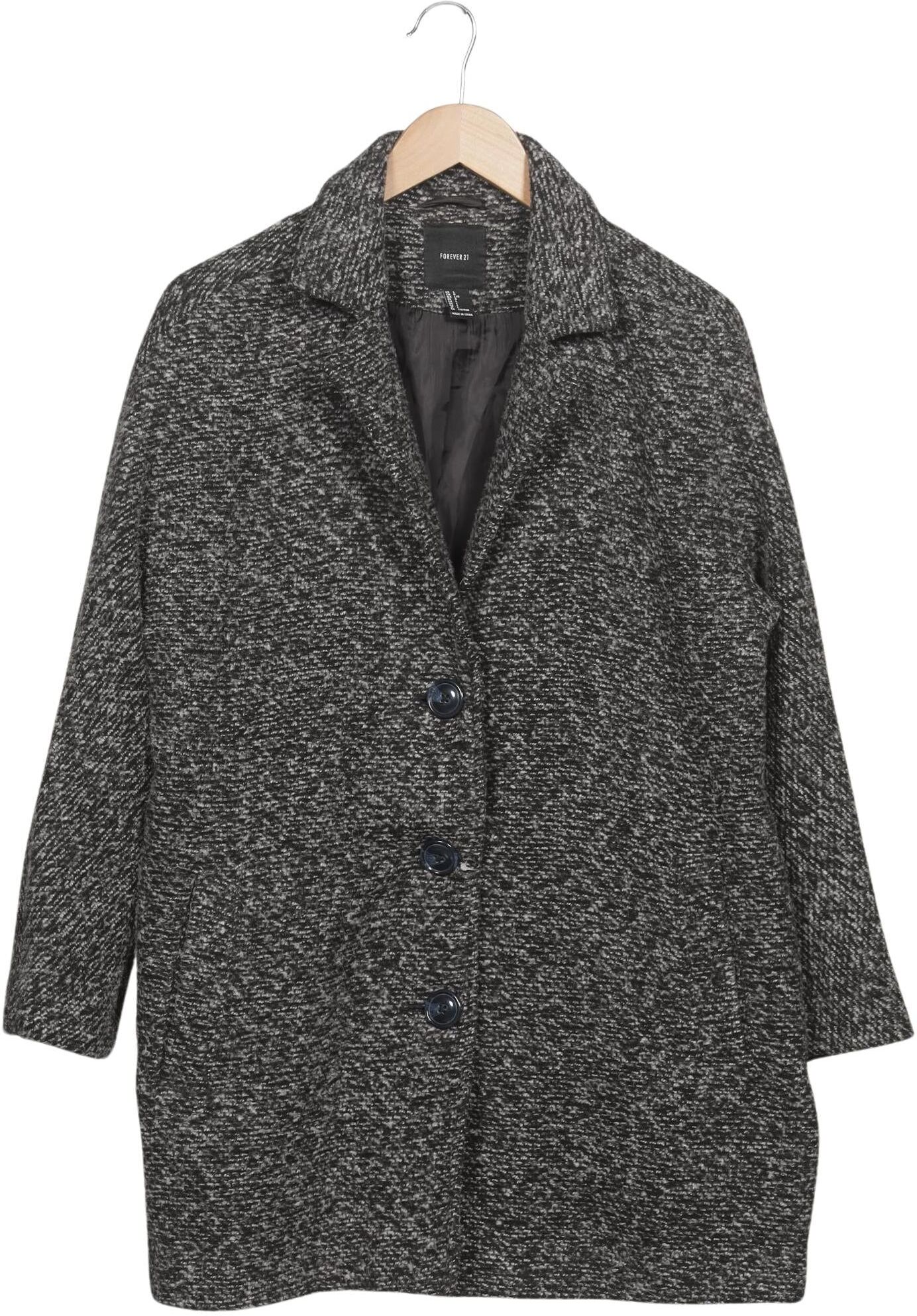Forever 21 Damen Mantel, Grau, Gr. L, Synthetik - Second Hand