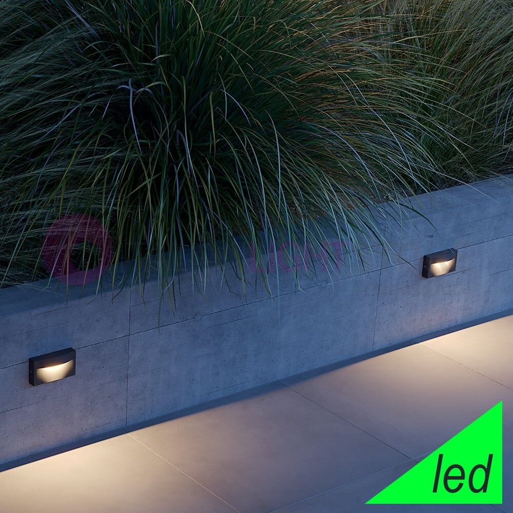Polifemo Grigio Segnapasso Led Da Parete Design Moderno Ip65