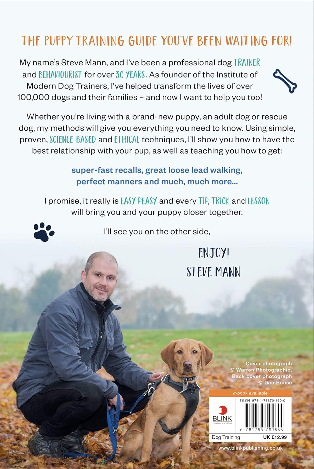Blink Publishing Easy Peasy Puppy Squeezy by Steve Mann - The UK's No.1 Dog Training Book - Paperback - Ethical, Science-Based Puppy & Dog Training Guide