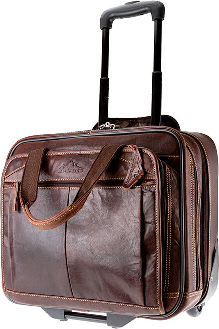 Business Trolley Denver aus feinstem Büffelleder Braun mit Laptopfach 38x28cm