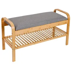 LUMALAND - Schuhregal aus Bambus mit Sitzbank - 90 x 50 x 30 cm - Grau