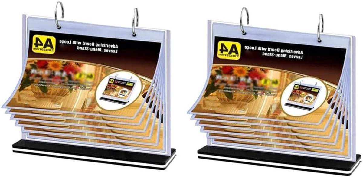 Transparante dubbelzijdige menuhouder voor A4-formaat tafeldisplay