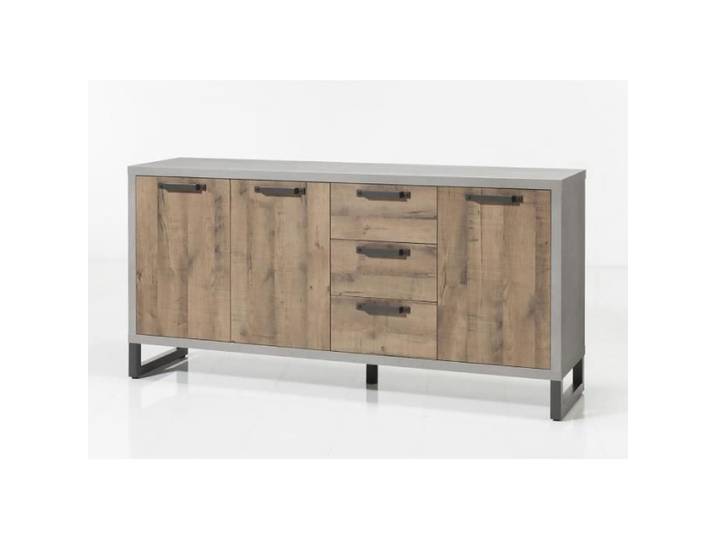 Bahut 3 portes en bois marron et gris - BROOKLYN