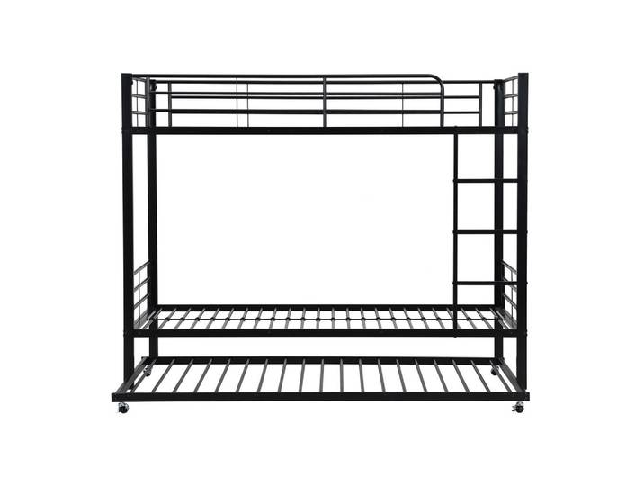 Oxeza Etagenbett 90/200 cm Schwarz mit Ausziehbett 90/190 cm, Metall, Mode, Rechteckig, 90x200 cm, Babymöbel & Kindermöbel, Kinderzimmer & Jugendzimmer, Stockbetten