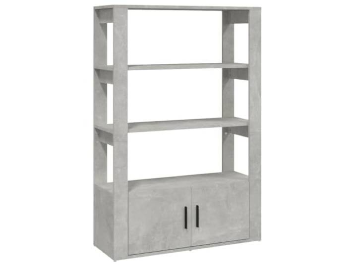 Fisinber Sideboard Betongrau 80x30x119,5 cm Holzwerkstoff Beistellschrank Vielseitiger Schrank mit Türen und Regalen für Wohnzimmer und Schlafzimmer, schützt Ihre Utensilien zuverlässig vor Staub.