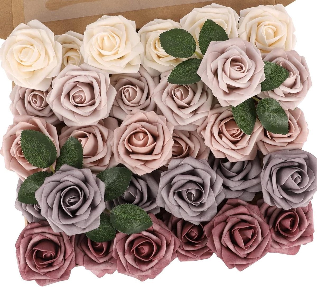 30 stuks Real Touch Latex Kunstbloemen Rozen - Stoffig - Decoratie voor Bruiloften