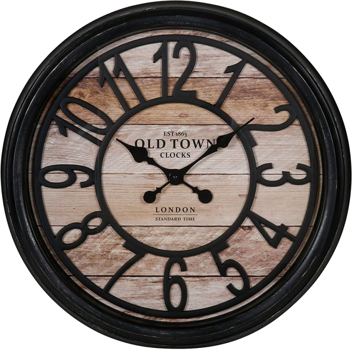 Ostaria Wandklok Old Town London - Natuurlijk Hout - Diameter: 50 cm