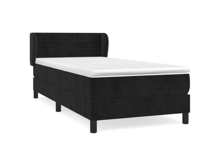 PUGYNBK Bett aus schwarzem Samt, 100 x 200 cm, mit verstellbarem Kopfteil Taschenfederkernmatratze, mittlere Unterstützung, weicher Schutz, ideal zum Lesen oder Fernsehen