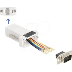 DELOCK 67102 - Adapter D-Sub 9 Pin St. > RJ45 Bu. Montagesatz, weiß
