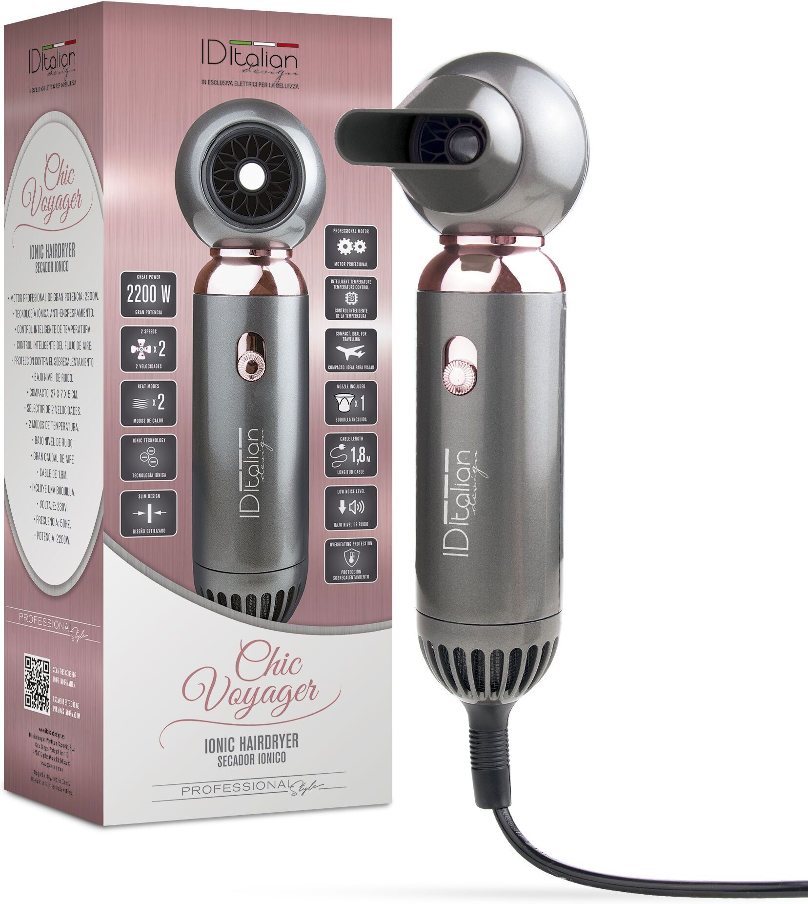 Italian Design Chic Voyager Sèche-cheveux   argent - Refurbished