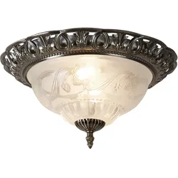 Landhaus Stil Decken Beleuchtung Lampe Glas Leuchte silber antik Blumen Dekor