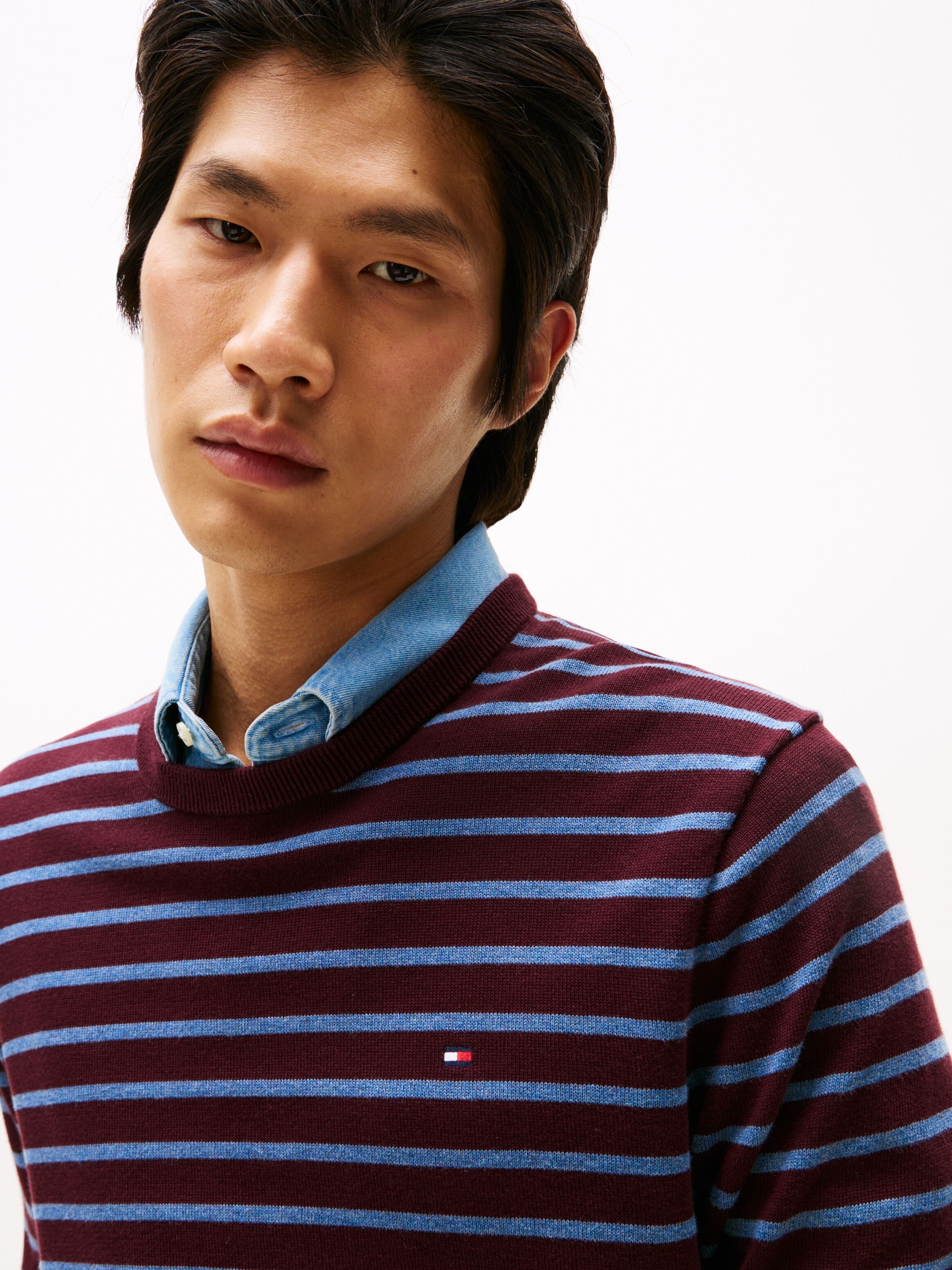 Rundhalspullover TOMMY HILFIGER "ESSENTIAL COTTON", Herren, Gr. XL, blau (deep burgundy, petrol blau), Strick, Obermaterial: 100% Baumwolle, regular fit, Rundhals, Rippbündchen, Pullover Rundhalspullover, Crewneck Regular Fit Premium Mode deep burgundy, p