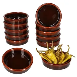 12x Escuro Cazuela Ø12cm 200ml Tonschale dunkelbraun Tapas Antipasti mediterran
