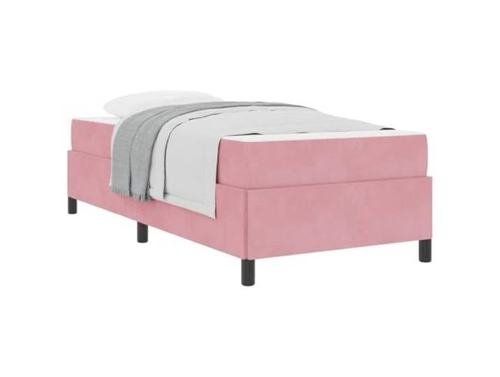 PUGYNBK Bettgestell mit rosa Matratze, 80 x 200 cm, Stoff Holztechnik, mittlere Festigkeit, Taschenfedern, starre Leisten, minimalistisches Design