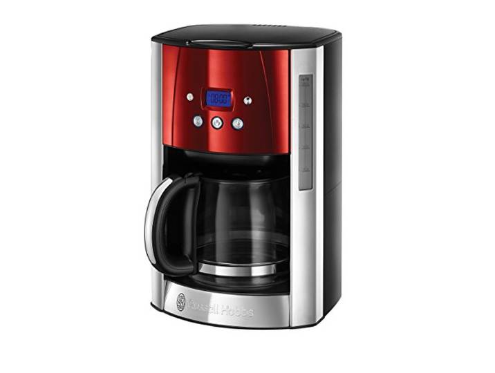 Russell Hobbs Filterkaffeemaschine Luna , Rot, 1,5 l, 1 bis 12 Tassen Brausekopf-Technologie Für Aromaextraktion, Digitaler Timer Mit LCD-Display, Warmhalteplatte, Automatische Abschaltung