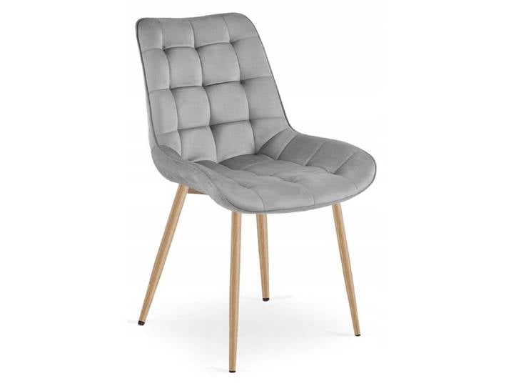 Chaise de design Bera en velours gris clair avec pieds en chêne - Réf. VK8681847464877
