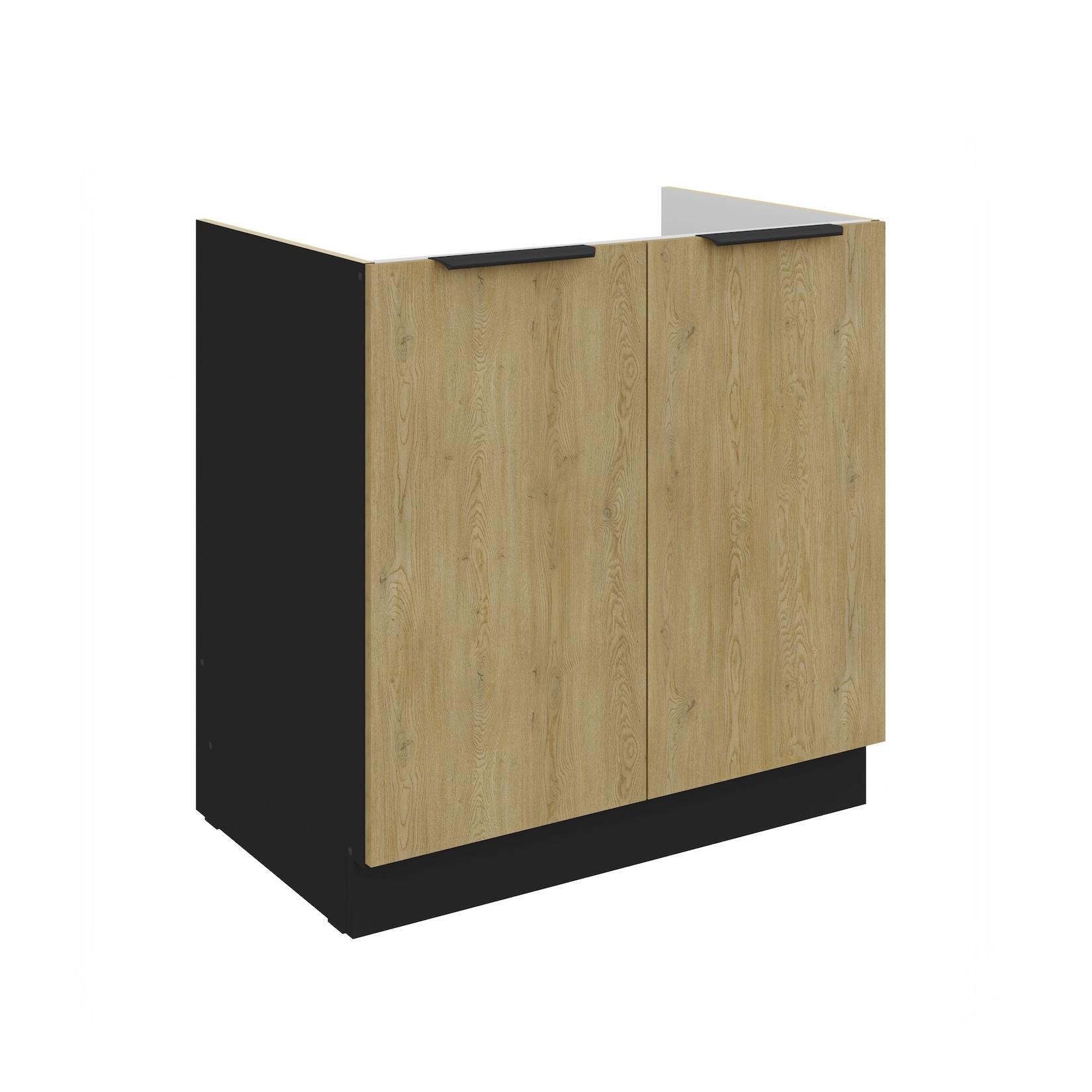 Küchen Spülenunterschrank 80 cm CREMONA Eiche hell Küche Küchenzeile Küchenblock