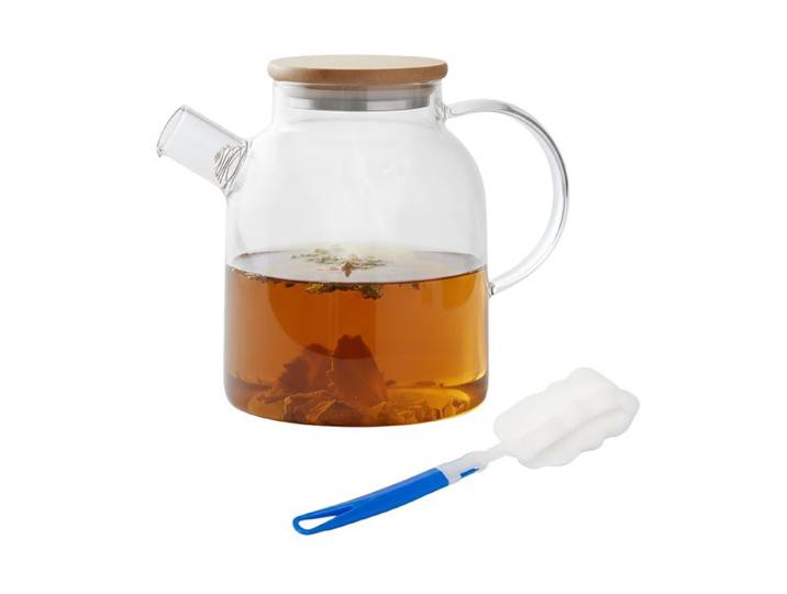 Relaxdays Teekanne Glas mit Bambusdeckel
