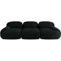 Merax Modulares Cord Sofa 3-Sitzer, Cloud Sofa rahmenlos, bodennah mit tiefer Sitzfläche, weich & bequem, rutschfest, Schwarz