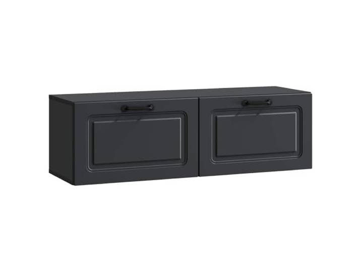 KTHLBRH TV-Schrank zur Wandmontage Schwarz 98 x 31 x 30 cm Platzsparendes Design, mehrere Regale, Kabelmanagement, zeitgenössischer Stil, Wandmontage, Schwarz