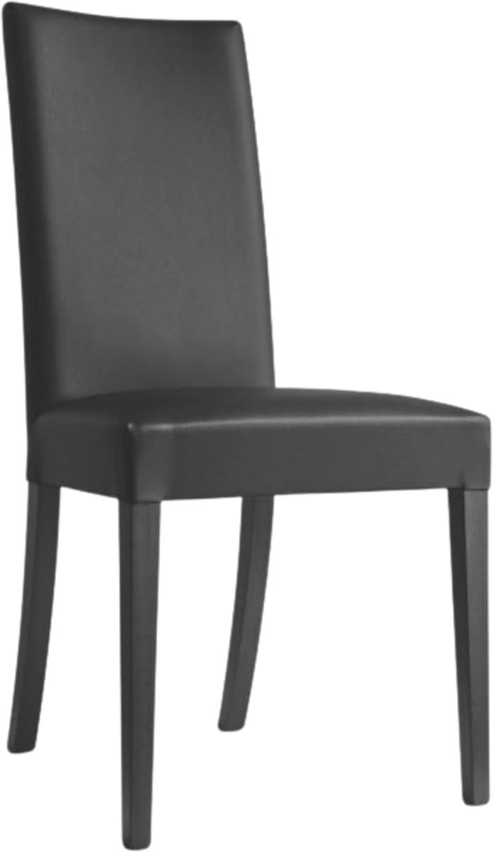 Moderne eetkamerstoel met houten frame en kunstleren bekleding