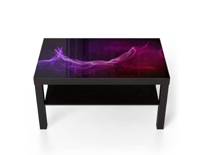 DEQORI Glastisch schwarz groß 90x50 cm Motiv Abstrakte violette Welle ausgefallener Beistelltisch aus Glas Hochglanz Couchtisch fürs Wohnzimmer moderner Couch Tisch mit Design