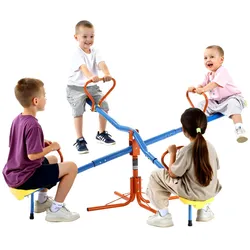 VEVOR Kinderwippe, 45,4 kg Tragkraft pro Sitz, Gartenwippe mit 4-zackigen Stützbeinen, Karussellwippe, 360 Grad drehbar, für Kinder ab 3 Jahren, 4 Sitze Schaukelwippe, 190x190x66 cm