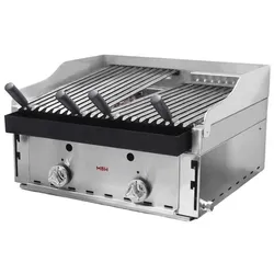 MBH - MAQUINARIA BAR HOSTELERIA MBH - Professioneller Gas Lavasteingrill 60 cm wirtschaftlich. Industrie-Grill für Restaurant, Hotel und Catering-Industrie.
