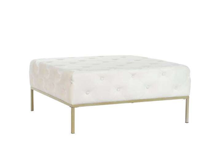 Banquette en polyester capitonnée blanche 100x100x45 cm