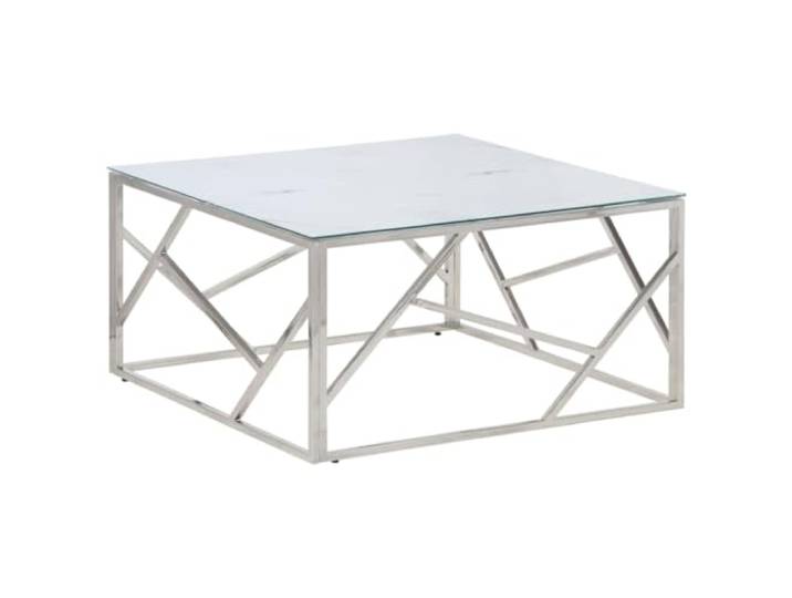 vidaXL Couchtisch Silbern Edelstahl und Hartglas