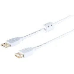USB-A Verlängerungskabel, 2.0, Ferrit, weiß, 1m
