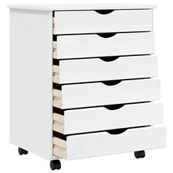 vidaXL Rollschrank mit Schubladen MOSS Weiß Massivholz Kiefer