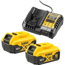 DEWALT Akku-Kit 2 x 18V/5Ah + System-Schnellladegerät - DCB1104P2-QW